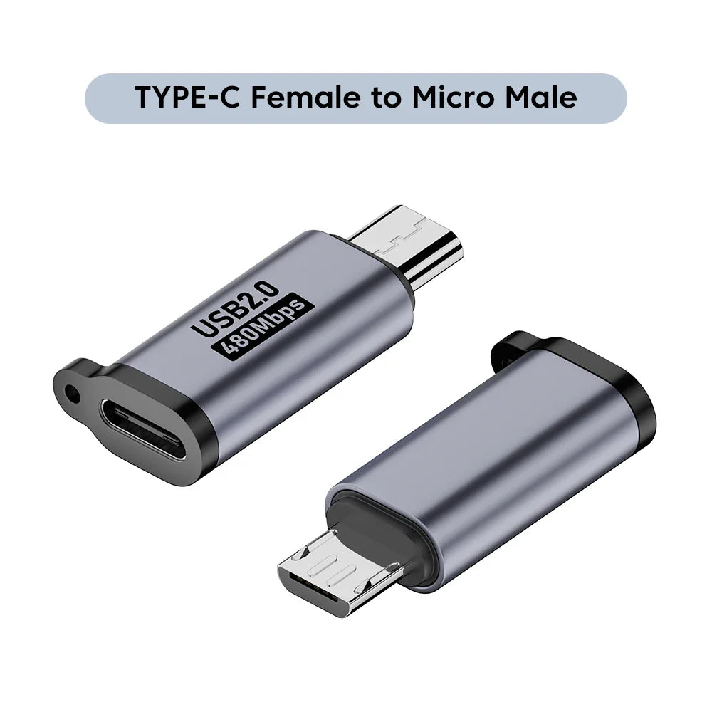 Micro USB To Type C Adapter Mini USB To USB C 480Mbps Fast Data Charging Connector USBC To Lightning Adapter For iphone Android