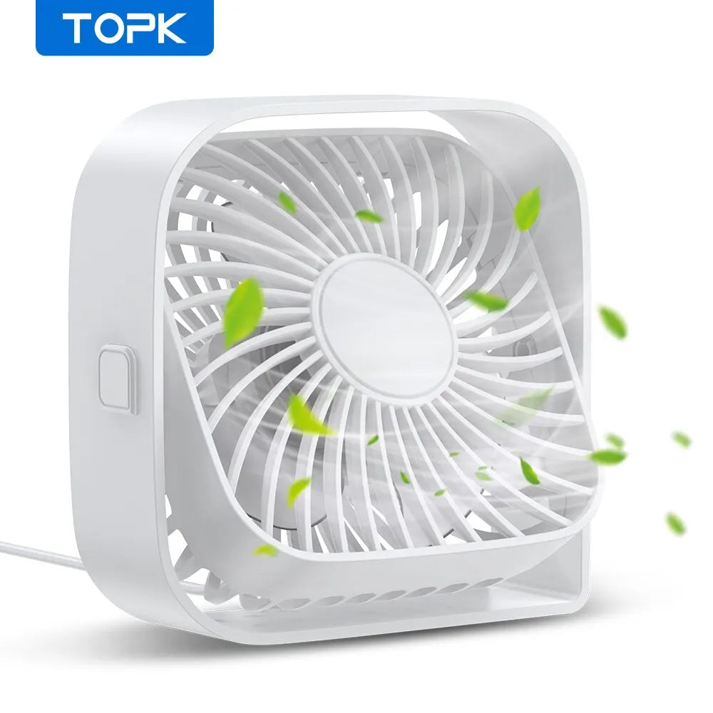 TOPK Mini Portable Fan,USB Desk Fan Table,Quiet 3 Speed Wind Personal Fan 360°Rotatable Head Standing Fans for Room Camping Hom