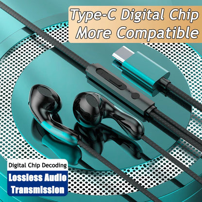 Wired Earphone 3.5mm AUX/Type C HiFi Surround Heavy Bass With MIC In-Ear Game Music Headsets For Samsung Huawei Xiaomi iPad PC