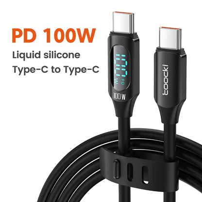 Toocki Silicone USB Type C to USB C Cable PD 100W Fast Charge  for Macbook Samsung Huawei Xiaomi Type C to Type C Cable Display