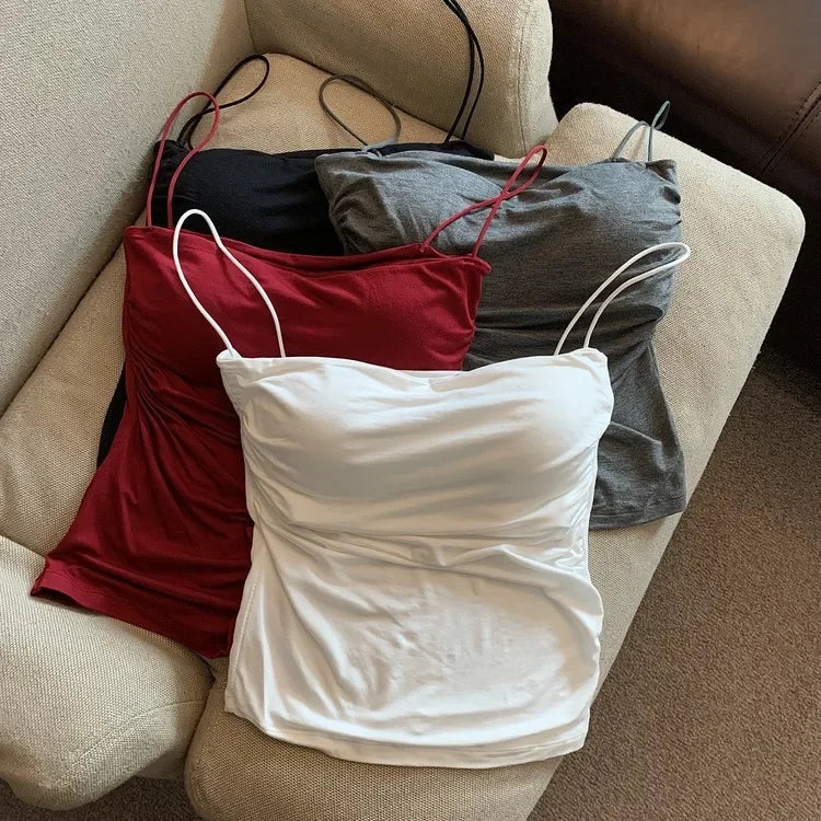 Summer Camis Tank Tops Women Thin Strap Bra Tanks For Woman Solid Color Casual Korean Style Female Top