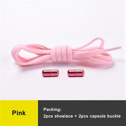 21 Colors No Tie Shoelaces Round Color Metal Lock Elastic Shoelace General For Children And Adults Sneakers Lazy Laces Unisex