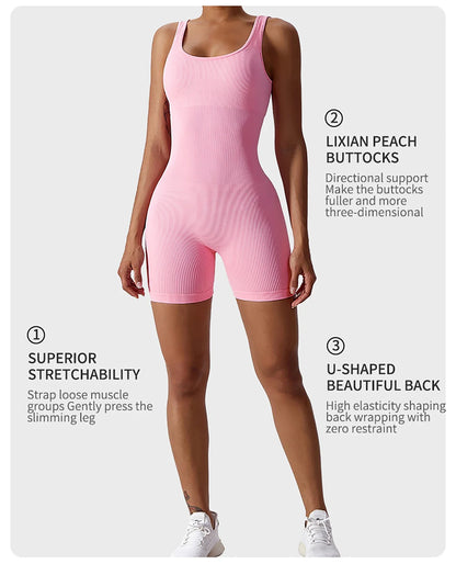 High Elastic Integrated Tight Fitting Jumpsuit Aerial Beauty Back Yoga Suit Seamless Jumpsuit for Women