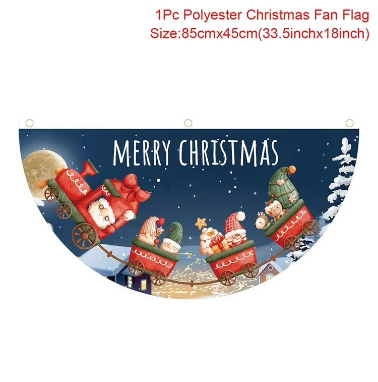 Christmas Fan-shaped Flag Banner Christmas Decoration for Home 2024 Christmas Ornament Xmas Navidad Noel Gift New Year 2025