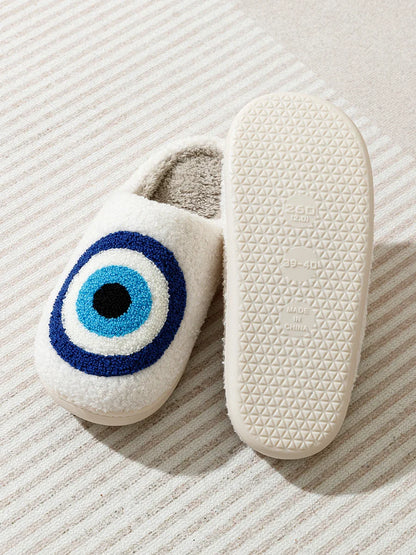 Evil Eyes Blue Embroidery slippers High Quality Women Men Slippers Fashion Pattern Shoes Warm Home Devil's Eyes Houseshoes