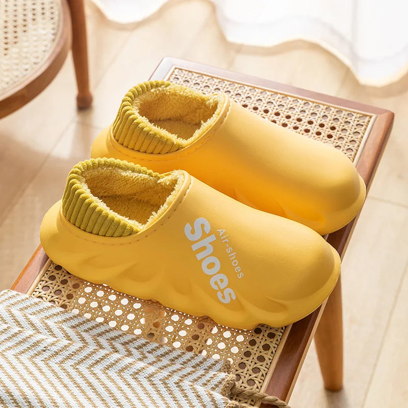 Winter Men Women Warm Slippers Cotton Slippers Outdoor Indoor Warm Shoes Men's Couple Home Bedroom Plush Slippers Big Size 46 47