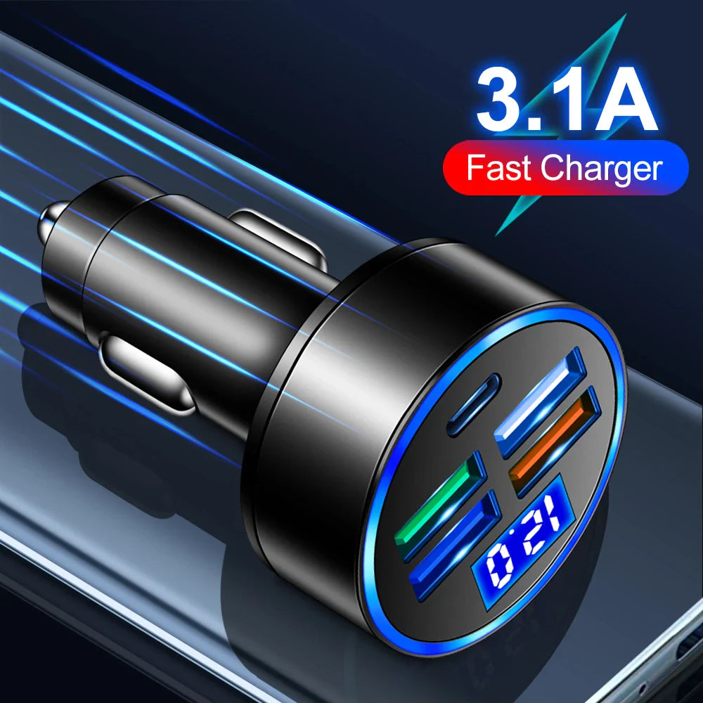 3.1A USB Car Charger Fast Charging Type C USB Phone Adapter in Car For iPhone 13 Pro Xiaomi Huawei Samsung Quick Charger