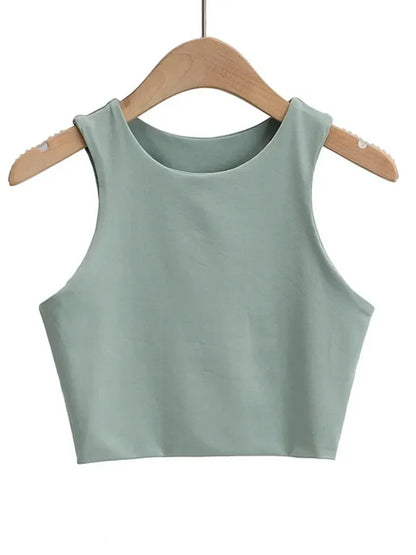 2023 Summer Fashion Women Sexy Slim Tops O-neck Sleeveless Double Nylon Ladies Good Quality Tank Tops 6 Colors