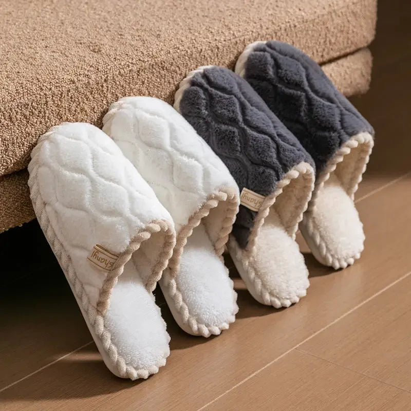 Cotton Slippers for Women Suitable for Spring Autumn Living Indoor Anti Slip Home Warm Home Couple Winter Furry Men Slippers