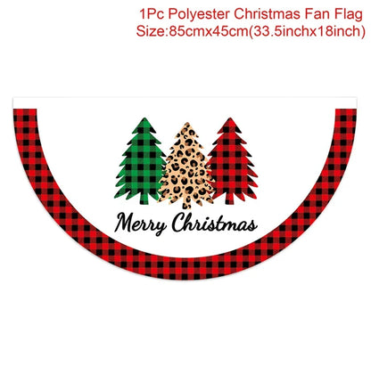 Christmas Fan-shaped Flag Banner Christmas Decoration for Home 2024 Christmas Ornament Xmas Navidad Noel Gift New Year 2025