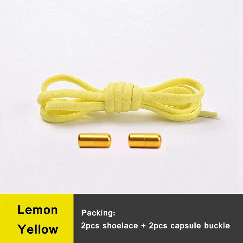 21 Colors No Tie Shoelaces Round Color Metal Lock Elastic Shoelace General For Children And Adults Sneakers Lazy Laces Unisex