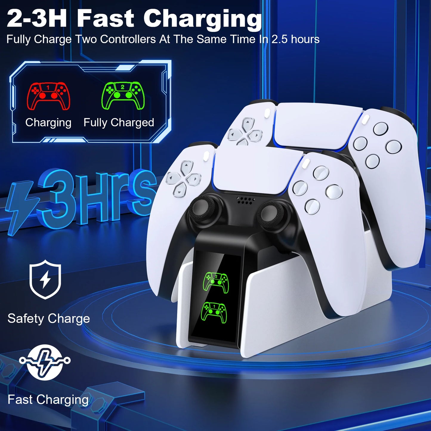 Dual Fast Charger for PS5 Wireless Controller Stand for Sony PlayStation 5 Gamepad DualSense controller Charging Base