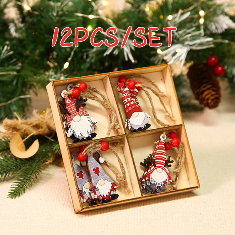 Christmas Gnomes Wooden Pendants Merry Christmas Decorations For Home 2024 Xmas Tree Christmas Ornaments Navidad New Year Gift