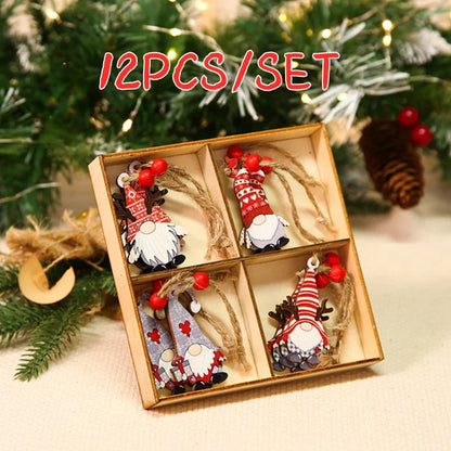 Christmas Gnomes Wooden Pendants Merry Christmas Decorations For Home 2024 Xmas Tree Christmas Ornaments Navidad New Year Gift