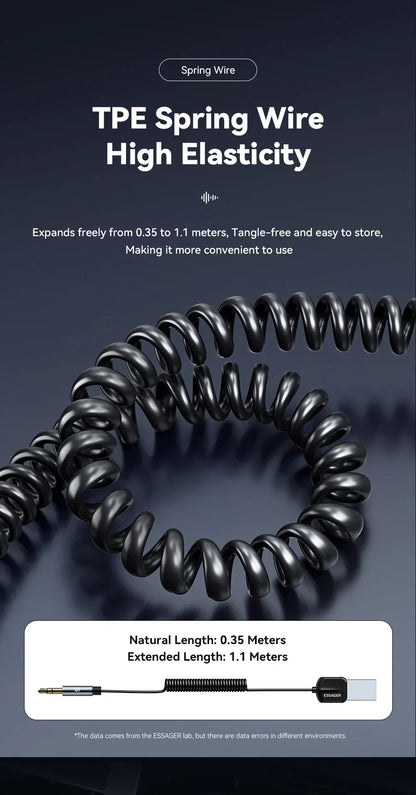 Essager USB Bluetooth 5.0 Receiver Aux Bluetooth Adapter For Car 3.5mm Jack Speaker Auto Handfree Car Audio Music Transmitter