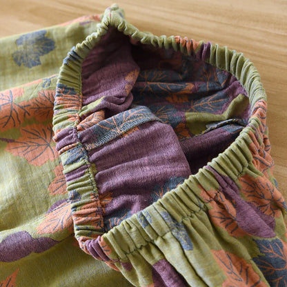 Japanese Spring and Autumn New Women's Pajama Set 100% Cotton Vintage Long Sleeved Pants Two Piece Set for Home Furnishings