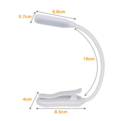 7 LED Book Light USB Rechargeable Reading Light 3-Level Warm Cool White Daylight Portable Flexible Easy Clip Night Reading Lamp