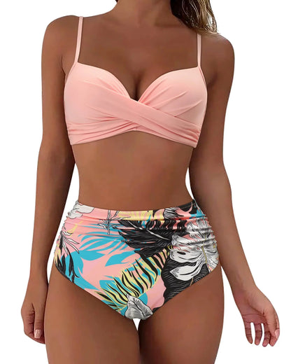 Vintage High Waist Bikinis 2025 Women Push Up Swimwear Printed Swimsuit Female Beachwear Summer Bathers Bathing Suit Swimming