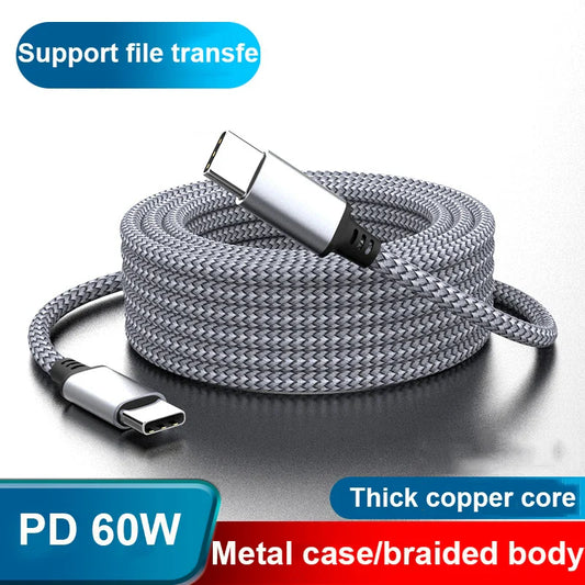 60W Type C To Type C 1M 2M 3M 5M 8M Cable PD Fast Charger Data Cable For IPhone 15 Macbook Xiaomi Samsung Camera Extension Cable