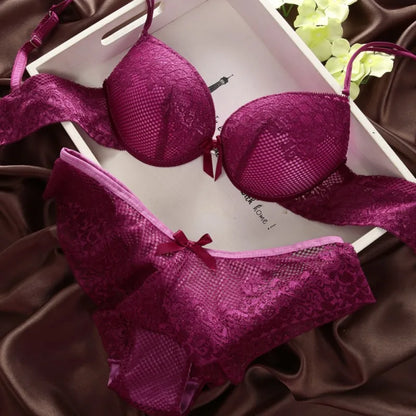 Women Sexy Lingerie Set Fashion Lace Lingerie Sets For Ladies Soild Color Bra Comfortable Intimates Underwear Suit Female