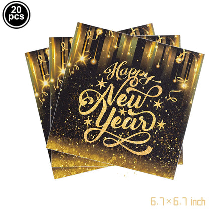 Happy New Year 2025 Balloons Gold Number 2025 Foil Balloons Happy New Year Letters Balloon Banner Gold New Years Eve Party Decor