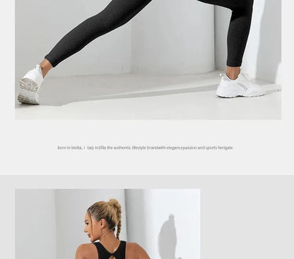 Yoga Basic 2pcs Seamless High Stretch Yoga Set Tracksuit Gym Set Crisscross Back Cami Hip-hugging Tummy Control Leggings