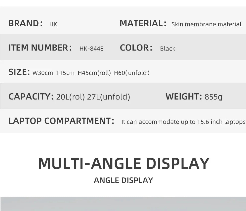 HK Expandable Travel Backpack Men Large Capacity Waterproof 15.6” Laptop Bag Hiking Rucksack Cycling Daypack Bag with USB Port