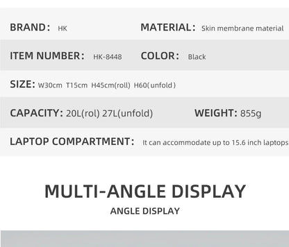 HK Expandable Travel Backpack Men Large Capacity Waterproof 15.6” Laptop Bag Hiking Rucksack Cycling Daypack Bag with USB Port