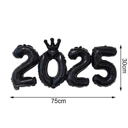 Happy New Year 2025 Balloons Gold Number 2025 Foil Balloons Happy New Year Letters Balloon Banner Gold New Years Eve Party Decor