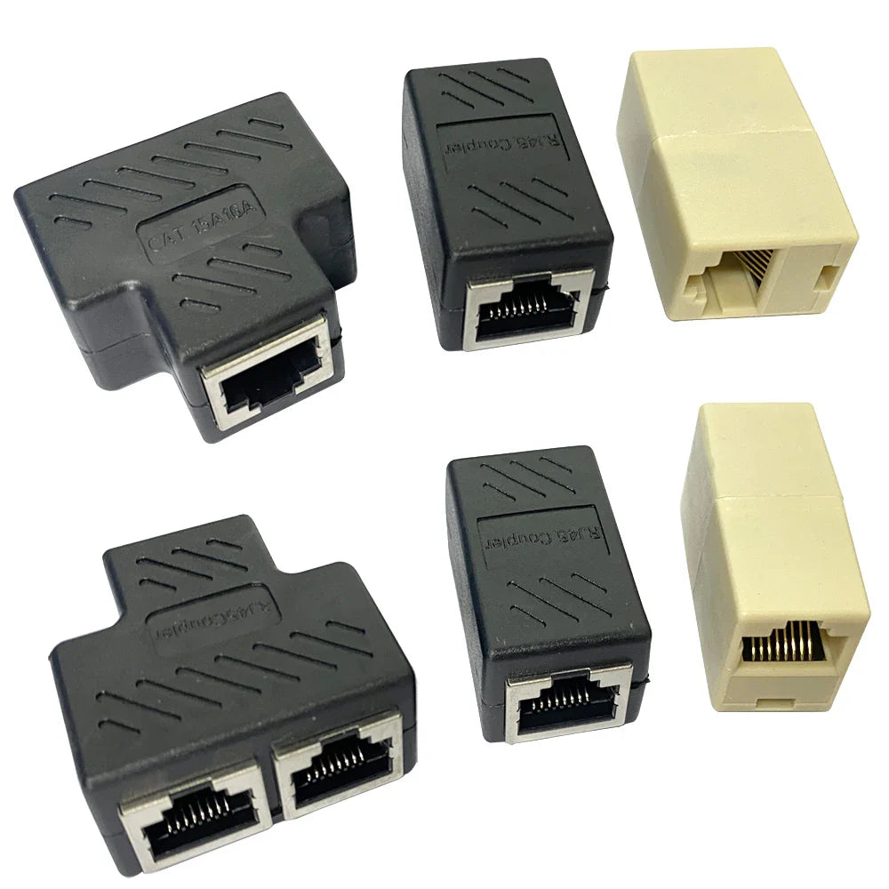 RJ45 1 To 1/2 LAN Ethernet Network Cable Female Splitter Adapter Connector Splitter Extender Plug Network Tee Head Connection
