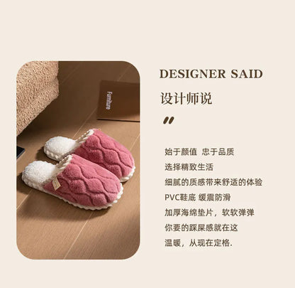 Cotton Slippers for Women Suitable for Spring Autumn Living Indoor Anti Slip Home Warm Home Couple Winter Furry Men Slippers