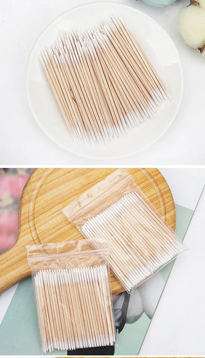 100/300 Pcs Disposable Ultra-small Cotton Swab Brush Lint Free Micro Wood Makeup Brushes Eyelash Extension Glue Removing Tools