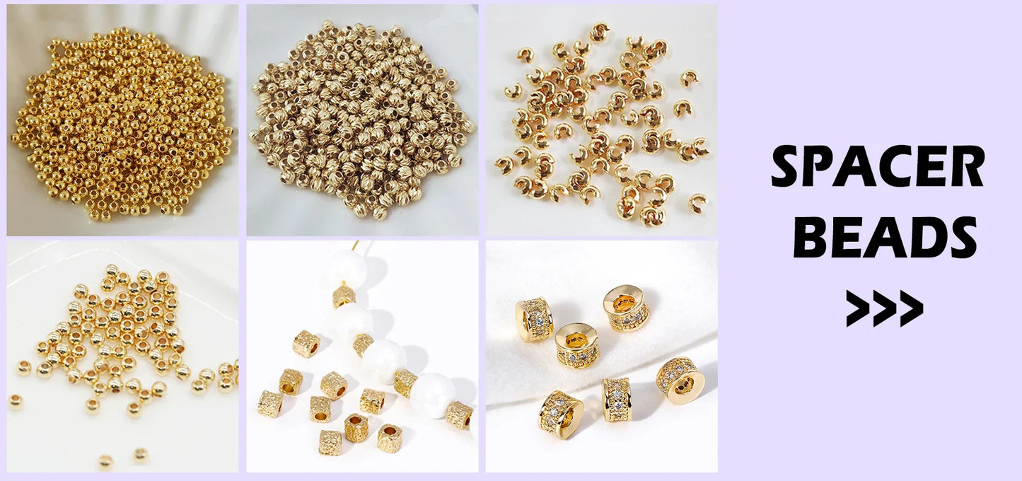18K Gold Plated Brass Spacer Beads For Jewelry Making Materials,Separators For Beads, Striped Cut Flower Beads For Needlework