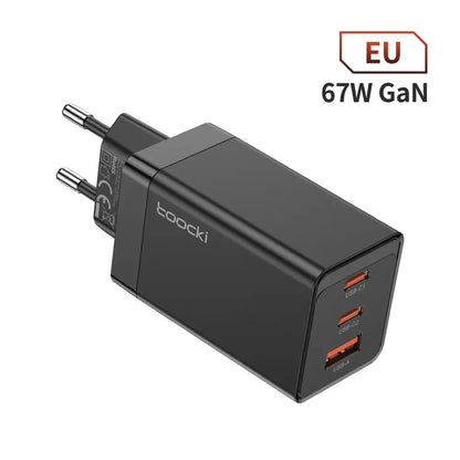 Toocki 67W GaN USB C Charger 65W Quick Charge QC 4.0 PD 3.0 45W Type C Fast USB Charger For iPhone 16 15 14  Pro Samsung MacBook