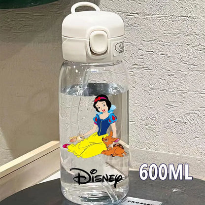 Straw 600/400ML Water Cup Princess Children Portable Plastic Mermaid Frozen Transparent Large Capacity Sport Water Bottle