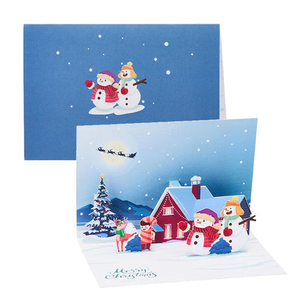 Merry Christmas Greeting Cards Handmade Christmas Gift Postcard With Envelope Snowman Elk Xmas Party New Year Thanksgiving Gifts
