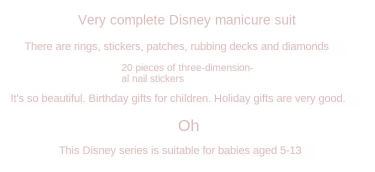 Disney Children's Nail Sticker Set Elsa Princess Dress Up Cute Kawaii Stickers Waterproof Nail Art Stickers Frozen Girl Gift Toy