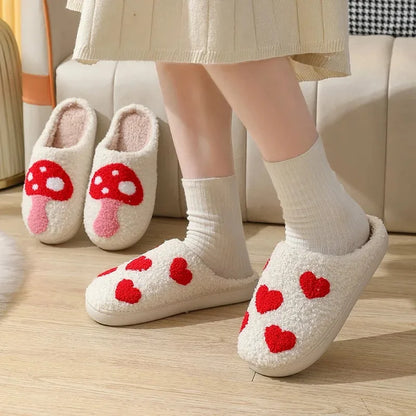 Winter Home Women Slippers Cozy Comfortable Style Embroidered agaric Soft Houseshoes Shoes