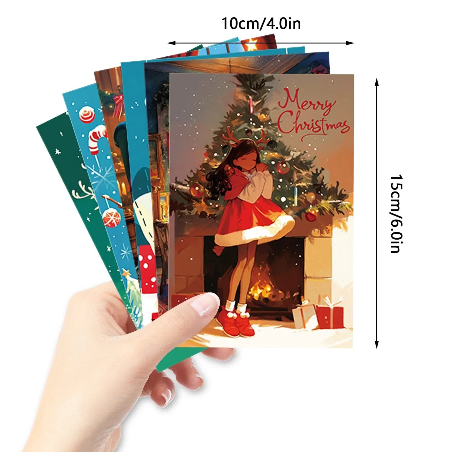 50PCS 15x10cm Merry Christmas Card Strong Visual Experience Note Greeting Postcard Xmas Tree Deer Package Wrapping Decor Gift