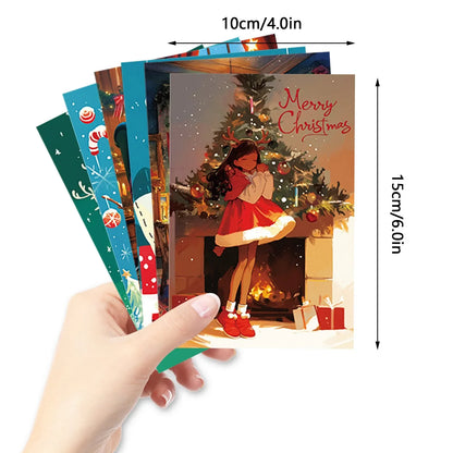 50PCS 15x10cm Merry Christmas Card Strong Visual Experience Note Greeting Postcard Xmas Tree Deer Package Wrapping Decor Gift
