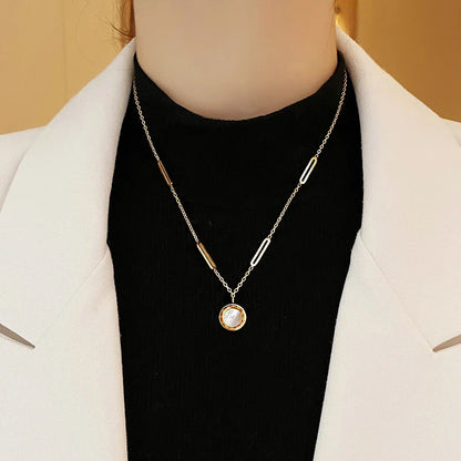Classic Fashion Stainless Steel Roman Digital Wafer Pendant Necklace 2025 Fashion Jewelry Christmas Party Women's Sexy Necklace