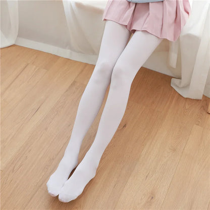 Fall Winter Adult Pantyhose Milk White Silk Socks for Girls Lolita Velvet Thin Bottom Jumpsuit Socks Women