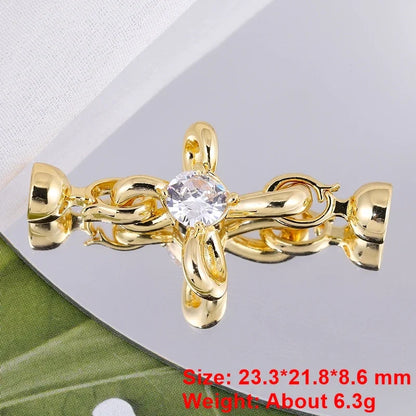 Juya Handmade 18K Gold Silver Plated Fastener Bail Connector Clasps Accessories For Needlework Pearls Beads Jewelry Making