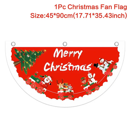 Christmas Fan-shaped Flag Banner Christmas Decoration for Home 2024 Christmas Ornament Xmas Navidad Noel Gift New Year 2025