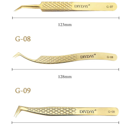 DIYDAY Anti-slip Eyelash Extension Tweezers Stainless Steel Fiber Tip Lashes Precision Tweezer for Makeup Tools