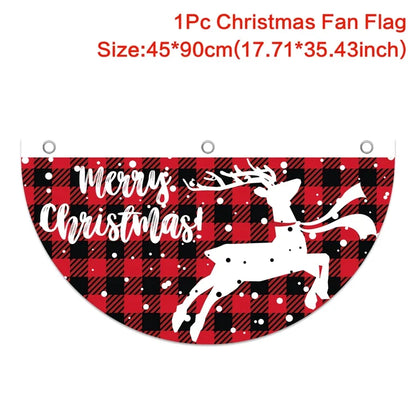 Christmas Fan-shaped Flag Banner Christmas Decoration for Home 2024 Christmas Ornament Xmas Navidad Noel Gift New Year 2025