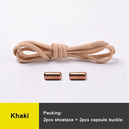 21 Colors No Tie Shoelaces Round Color Metal Lock Elastic Shoelace General For Children And Adults Sneakers Lazy Laces Unisex