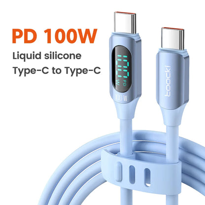 Toocki Silicone USB Type C to USB C Cable PD 100W Fast Charge  for Macbook Samsung Huawei Xiaomi Type C to Type C Cable Display