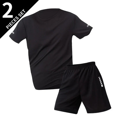 2/6 Pack Plus Size Men's Quick-drying Short-sleeved Shorts Suit Men's Leisure Sports Running Fitness T-shirt Joker Shorts Teen