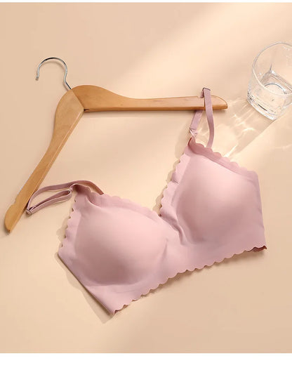 Hot Sale 9 Colors Comfy Bra WireFree Padded Wavy Edge Korea Laser Cutting Invisible Yoga Wear Ladies Bra Seamless Women Bra